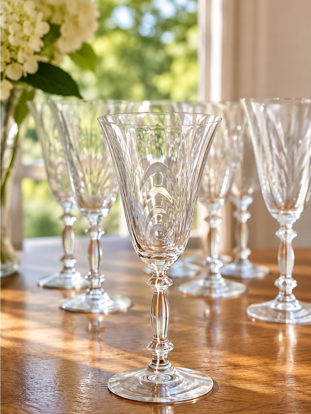 Vintage Cambridge Glass Caprice Clear Stem 300 Goblets – Set of 9